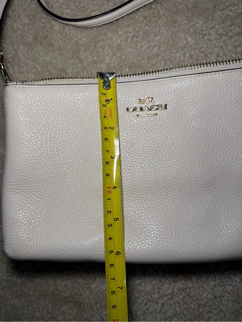 Coach Pebble Leather Lyla Crossbody Shoulder Purse Bag Clutch White F38173